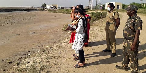 Students counting birds at Point Calimere Wildlife and Birds Sanctuary in Kodiyakarai | Express