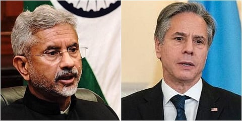 External Affairs Minister S Jaishankar (L) and US Secretary of State Antony Blinken. (File photo| PTI and AP)