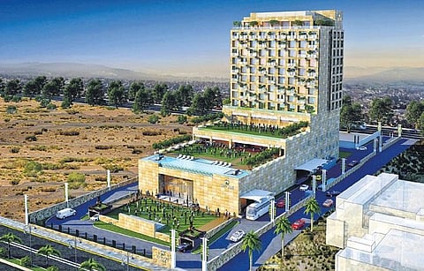 A model of the Swosti Premium Beach Resorts which would come up at Puri.