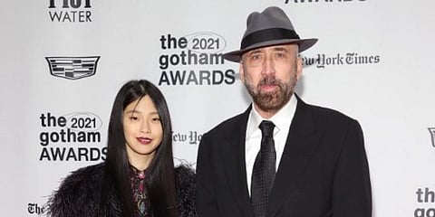 Hollywood star Nicolas Cage (R) and his wife Riko Shibata. (File photo| AFP)