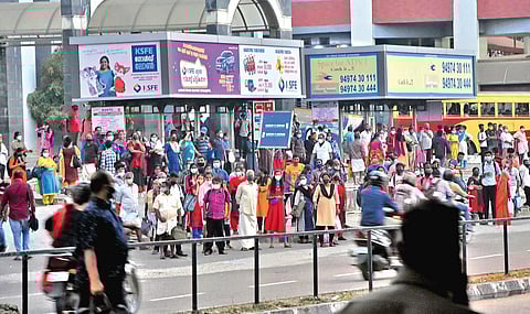 Though another Covid wave looms large, people seem to have not taken the situation seriously as they do not follow precautionary steps as seen at the Thampanoor central bus depot in Thiruvananthapuram