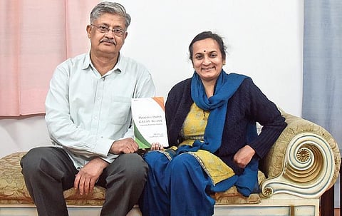 Authors of 'Making India Great Again: Learning from Our History' Meeta (right) and Rajivlochan (Photo | EPS, Parveen Negi)
