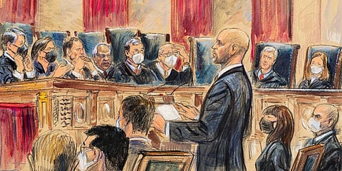 A sketch of the Supreme Court in Washington, Friday, Jan. 7, 2022. (Photo | AP)