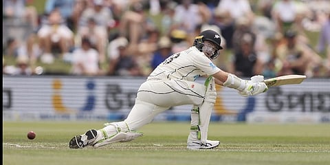 Tom Latham of New Zealand plays on day one of the second cricket test between Bangladesh and New Zealand at Hagley Oval in Christchurch, New Zealand.(Photo | AP)