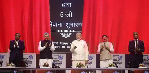 Prime Minister Narendra Modi inaugurates the 6th India Mobile Congress in New Delhi. (Photo | Shekhar Yadav, EPS)