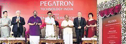 Chief Minister MK Stalin inaugurating Pegatron’s iPhone manufacturing plant in Chengalpattu | Express