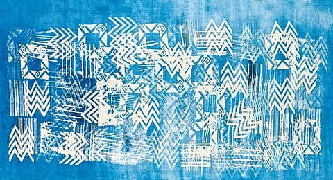Images of the textile paintings from ‘Aadiyogi Shiva—A Journey in Cosmic Indigo