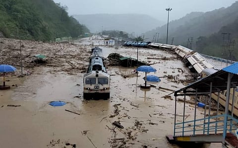 New Haflong railway station in Assam's hill district of Dima Hasao after rains and landslides recently. (Photo | Special Arrangement)