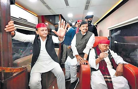 Akhilesh Yadav, Shivpal Yadav and Mulayam Singh Yadav | twitter