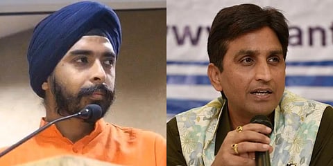 BJP leader Tajinder Pal Singh Bagga and former AAP leader Kumar Vishwas. (File Photos | PTI)