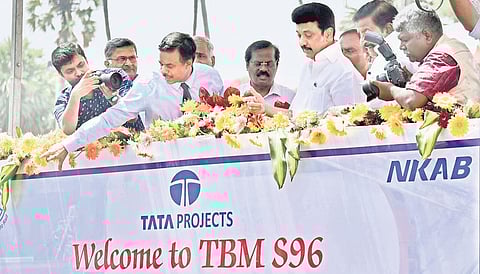 CM MK Stalin inaugurating the boring of CMRL Phase II line-3 underground tunnel at Madhavaram Milk Colony on Thursday | P Jawahar
