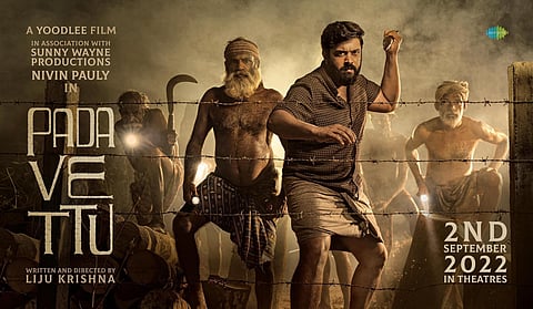 Poster of the upcoming Malayalam film, 'Padavettu' starring Nivin Pauly.