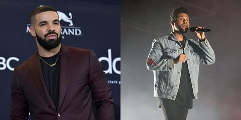 Canadian singers Drake and The Weeknd. (Photo | AP)