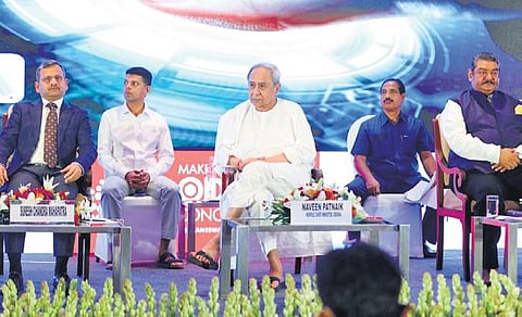 Naveen Patnaik and other dignitaries at the investors’ meet in Hyderabad | Express