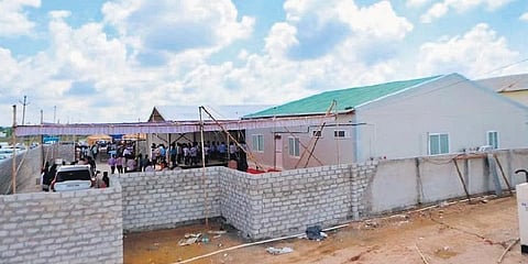 BJP candidate Komatireddy Rajagopal Reddy’s temporary camp office that has been constructed for the byelection in Munugode mandal headquarters