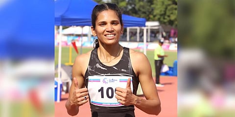 Andhra Pradesh's Jyothi Yarraji.(Photo | Twitter, National Games Gujarat)