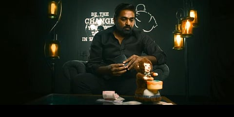 Vijay Sethupathi in 'Gandhi Talks'.(Photo | Youtube screengrab)