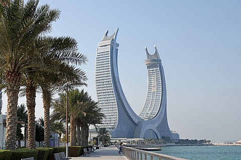 A general view shows the Katara Towers in the Qatari coastal city of Lusail on October 1, 2022, ahead of the Qatar 2022 FIFA World Cup. (Photo | AFP)