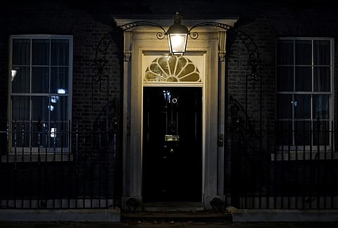 The closed front door to 10 Downing Street, the official home of the British Prime Minister in London. (Photo | AFP)