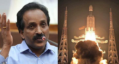 The rocket successfully placed 36 broadband communication satellites of OneWeb into the intended orbits, on ISROs maiden commercial mission. (Photo | PTI)