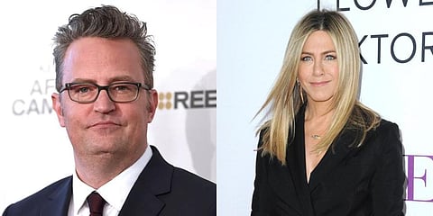 Popular sitcom 'Friends' alum Matthew Perry and Jennifer Aniston. (Photo | PTI)