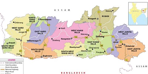 Meghalaya Map. (File Photo)
