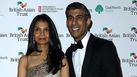 Rishi Sunak and wife Akshata Akshata Murthy. (File Photo | AFP)