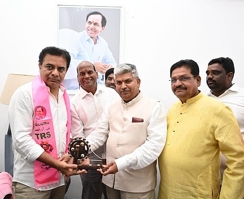 Rapolu Ananda Bhaskar joined the ruling TRS party on October 26, 2022. (Photo | TRS Party Twitter)