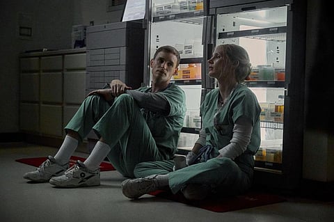 This image shows Eddie Redmayne and Jessica Chastain in a scene from 'The Good Nurse.' (Photo | Netflix via AP)