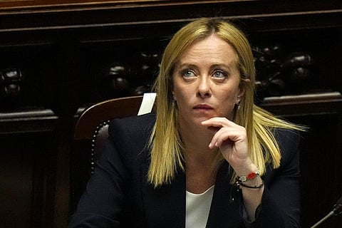 Italian Premier Giorgia Meloni at the Parliament's Chamber of Deputies, Oct. 25, 2022. (File Photo|AP)