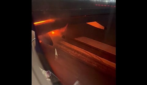 IndiGo Indigo 6E 2131 plane suspected fire in one of the engines at the time of taxiing at the Delhi airport. (Photo | Twitter)