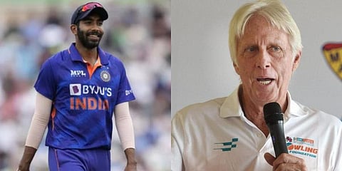 Indian international cricketer, Jasprit Bumrah and former Australian cricketer, Jeff Thomson.