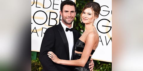 Maroon 5's Adam Levine with wife, Behati Prinsloo. (Photo | AP)