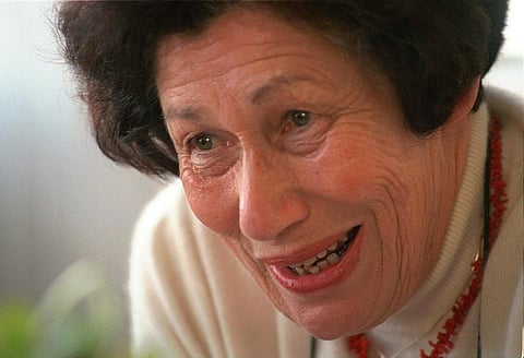 Hannah Pick-Goslar, then 69, childhood friend of Anne Frank, is interviewed by the Associated Press at her Jerusalem apartment, Israel, Wednesday, Feb. 4, 1998. (Photo | AP)