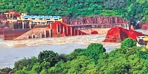 Annamaiah project earthen bund, which was washed away in a flash flood. (File Photo)