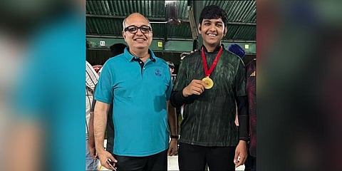 Mohammed Rayan Baig with his father/trainer MN Baig. (Photo | EPS)