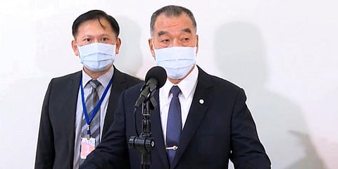 In this image made from video, Taiwan's Defense Minister Chiu Kuo-cheng speaks in Taipei, Taiwan, Thursday, Oct. 28, 2021. Chiu on Wednesday, Oct. 5, 2022. (Photo | AP)