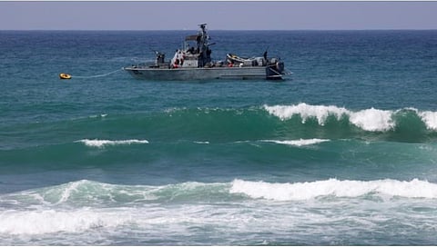 An Israeli navy vessel patrols Mediterranean waters near the border. (Photo | AFP)