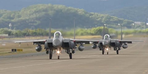 in an undisclosed location in South Korea. South Korea says North Korea flew 12 warplanes near their mutual border on Thursday. (Photo | AP)