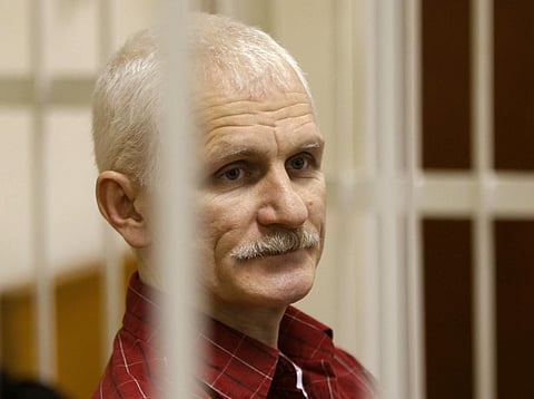 Ales Bialiatski, the head of Belarusian Vyasna rights group. (Photo | AP)