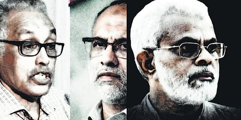 (From left) Abubacker, P Koya, Nasarudeen Elamaram