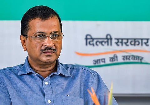 Delhi Chief Minister Arvind Kejriwal during a ceremony to launch 97 electric buses, at Rajghat Bus Depot in New Delhi. (Photo | PTI)