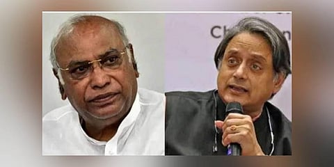 Mallikarjun Kharge and Shashi Tharoor. (Photo | Twitter, special arrangement)