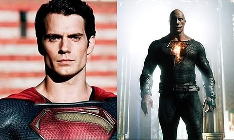 Henry Cavill as Superman (L), Dwayne Johnson as 'The Rock' (R)
