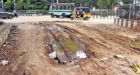 A damaged road at the Guindy Industrial Estate | Martin Louis