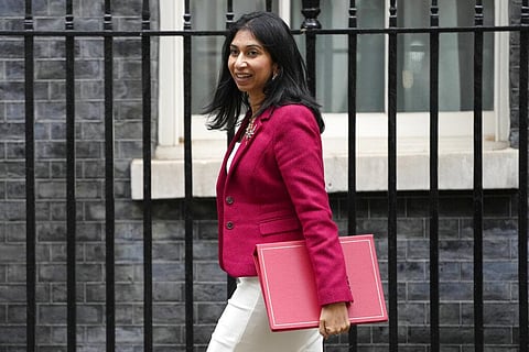 Britain's Home Secretary Suella Braverman arrives in Downing Street to attend a cabinet meeting in London, Nov. 1, 2022. (Photo | AP)
