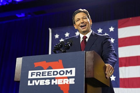 Incumbent Florida Republican Gov. Ron DeSantis speaks to supporters at an election night party after winning reelection, Nov. 8, 2022. (Photo | AP)