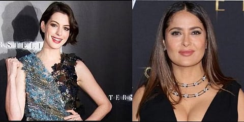 Anne Hathaway (L), Salma Hayek.(Photo | File, AP)