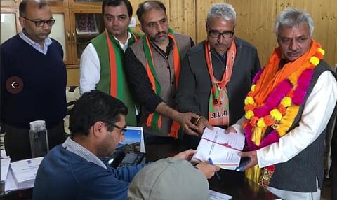 Sanjay Sood, who runs a tea shop in Shimla, filed his nomination as a BJP candidate from Shimla Urban seat in the Himachal Pradesh elections (Photo | ANI)