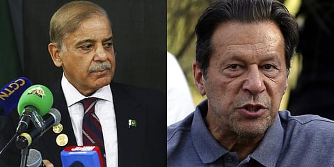 Pakistan Prime Minister Shehbaz Sharif, (L), and former Prime Minister Imran Khan. (File Photo | AP)